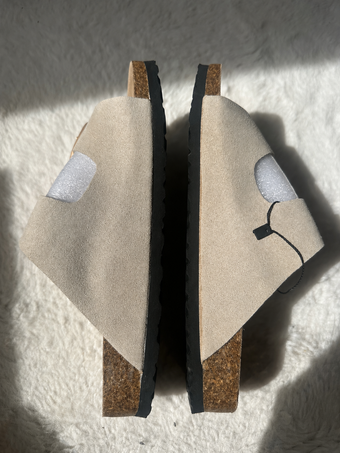Mules femme beige à doubles boucles dorées – Taille 38