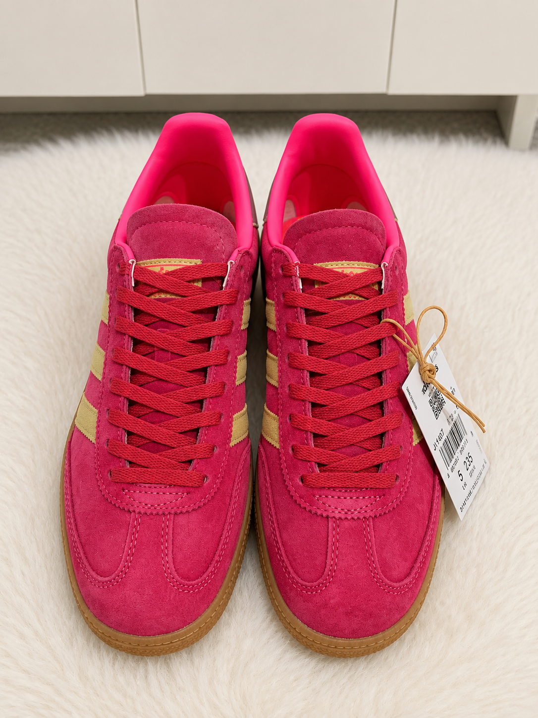 Baskets femme rose fuchsia et doré à semelle gomme – Taille 38