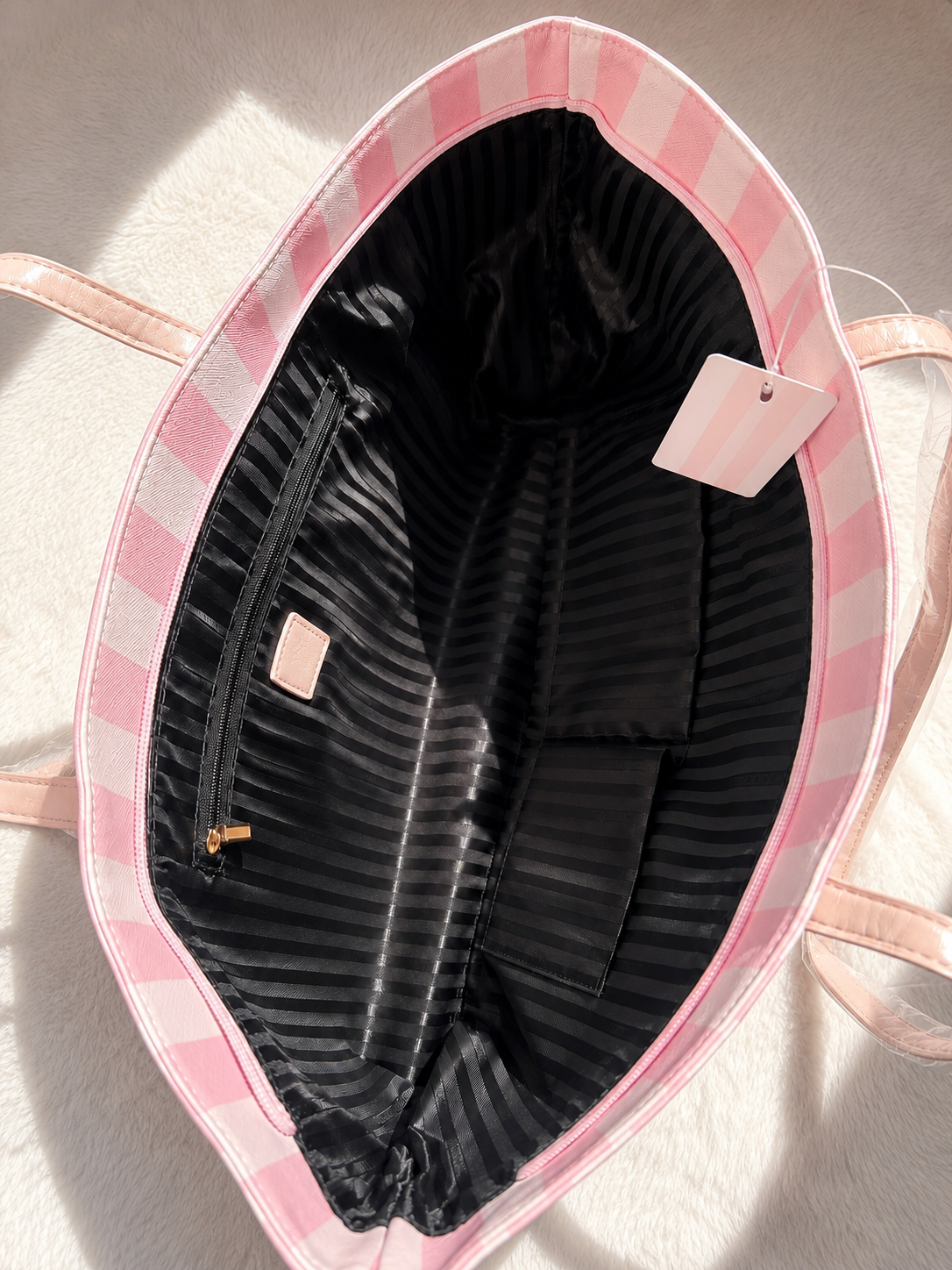 Grand sac cabas rose et blanc rayé – Sac fourre-tout femme