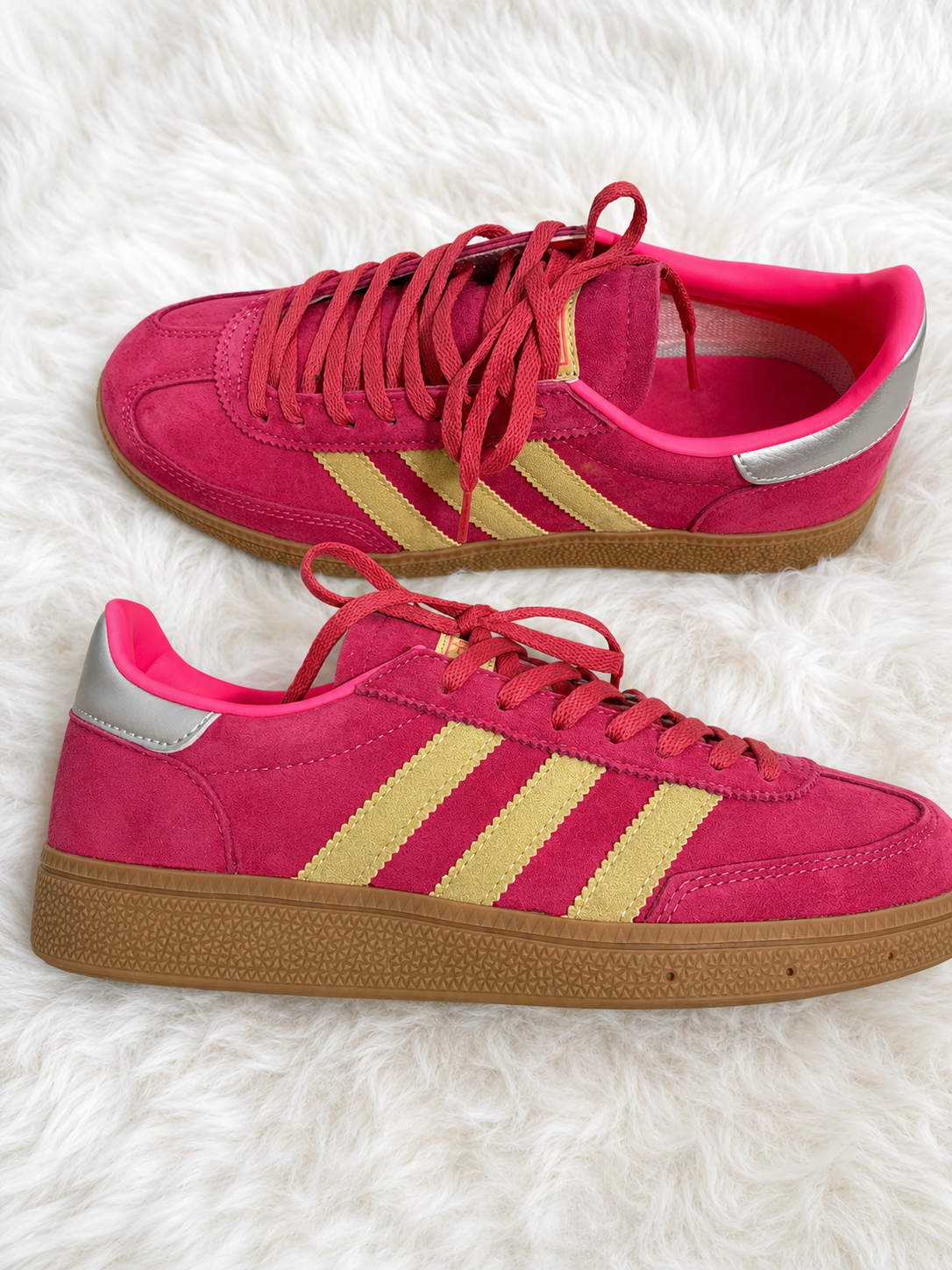 Baskets femme rose fuchsia et doré à semelle gomme – Taille 38